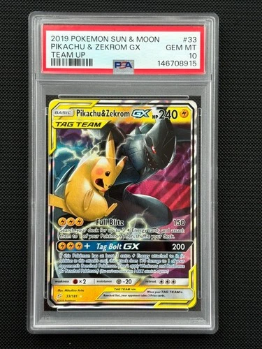 PSA 10 GEM MT Pikachu & Zekrom GX Tag Team 33/181 Pokemon Team Up