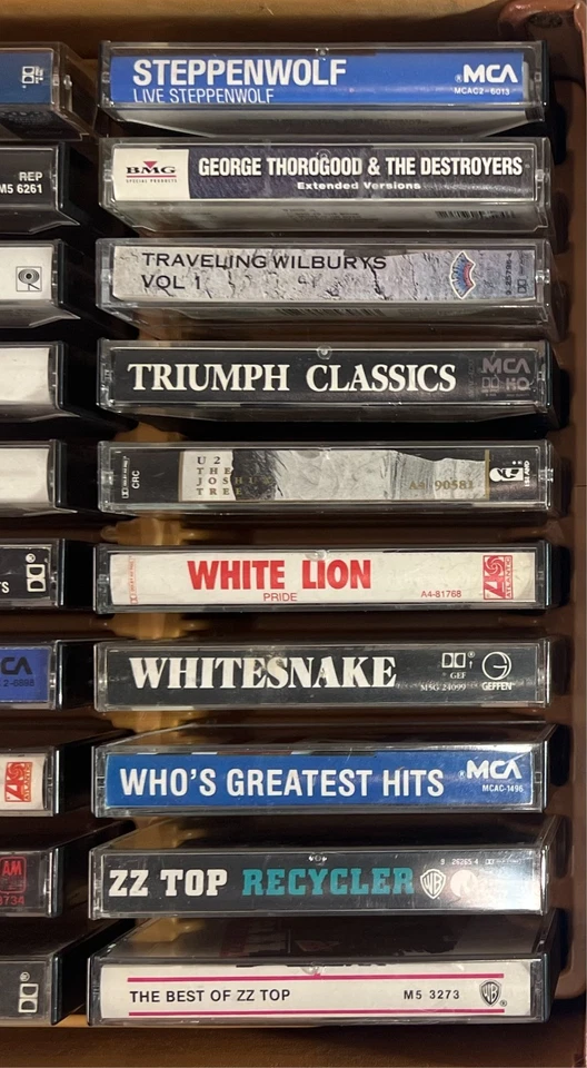 60 Cassette Tape Lot Classic Rock, metal w/ Case AC/DC Aerosmith Led Zeppelin U2 - Image 4 of 4