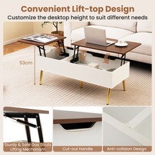 110 x 48 x 40-53 cm Office Lift Top Coffee Table-Walnut