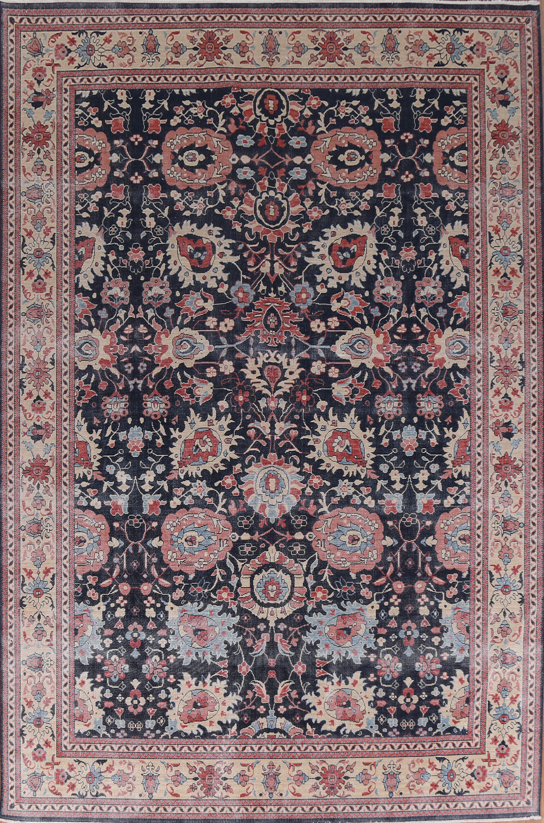Floral Sultanabad-Style Ziegler Rug 9x12 Ft Handmade Oriental