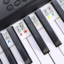 Removable Piano Key Stickers Note Labels for 88 Key Full Size Silicone Reusa...