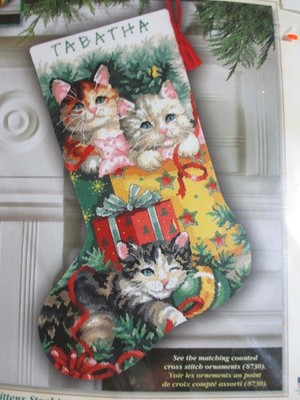 Dimensions Needlepoint Kit Christmas Kittens Stocking 2006 RARE #9137