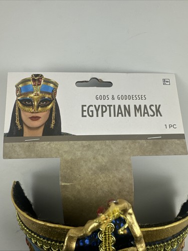 Gods And Goddesses Egyptian Mask Costume Gold Snake Head Elastic Strap New - Picture 2 of 7
