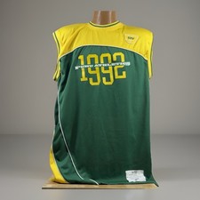 Vintage Fubu Basketball Jersey Mens Size M Green Yellow 1992 Hip Hop Athletics