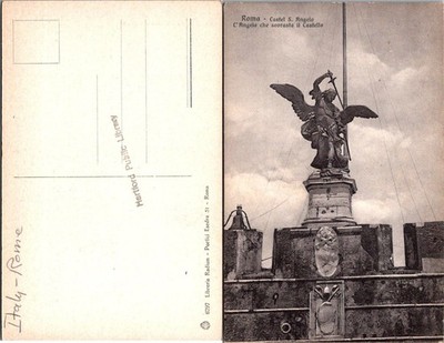 Rome Castel Sant Angelo Postcard Italy Angel Statue Vintage Unposted Circa 1900s