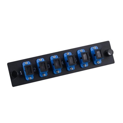 6 Simplex SC/UPC Fiber Patch Panel With Simplex Singlemode Blue SC Adapters