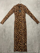 JLux Label Dress Women's Small Cheetah Leopard Print Midi Sheer Mesh Clubwear