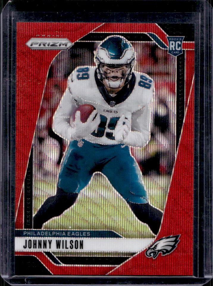 2024 Prizm Johnny Wilson Auto RC Red Wave Rookie #68/149 Eagles