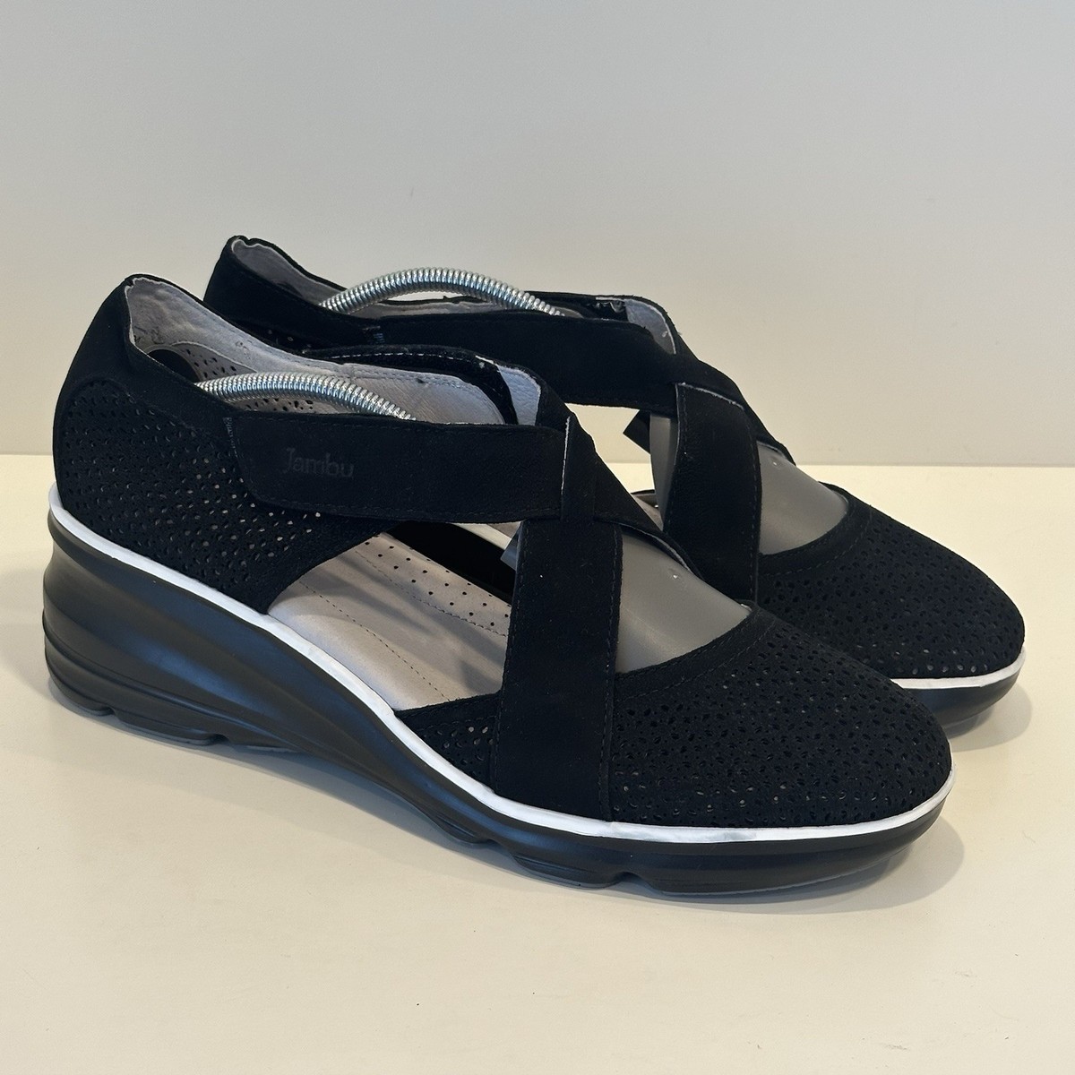 Jambu Women's Belize Slip On Black Casual Wedge Shoes Size Women’s 11M
