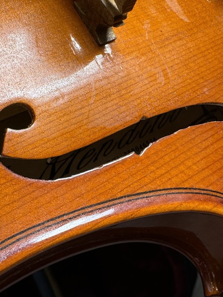 Mendini MV200 1/2 Wood Natural Varnish Violin with Hard Case Musical