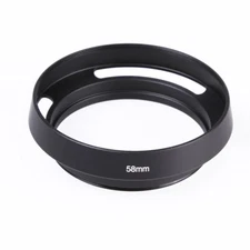 Black Metal 58mm Screw Thread Curved Vented Lens Hood for Leica Camera Lens US