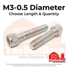 M3-0.5 Metric Stainless Coarse Socket Head Cap Screws (Choose Length & Qty)