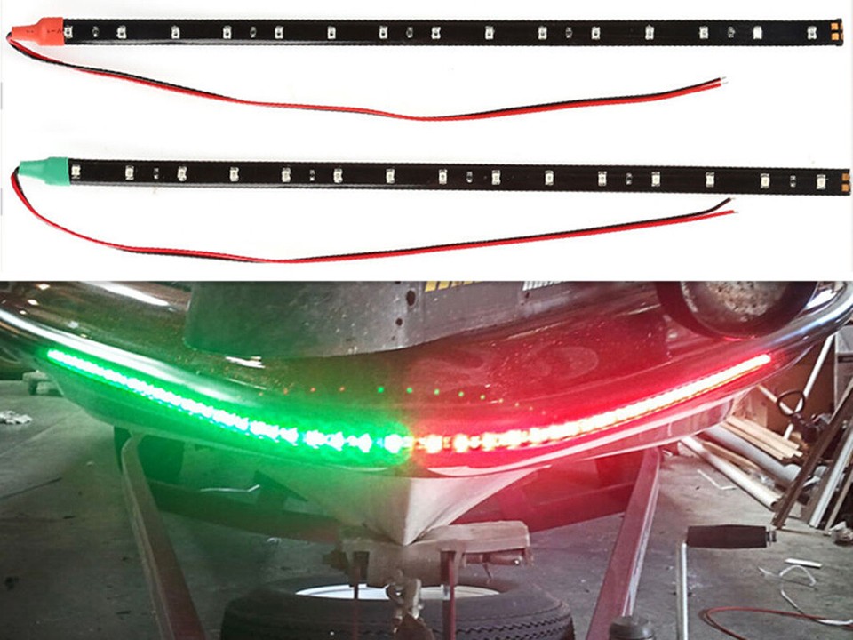 Boat Bow LED Lighting RED & GREEN 12" IP68 Fully Submersible Marine eBay