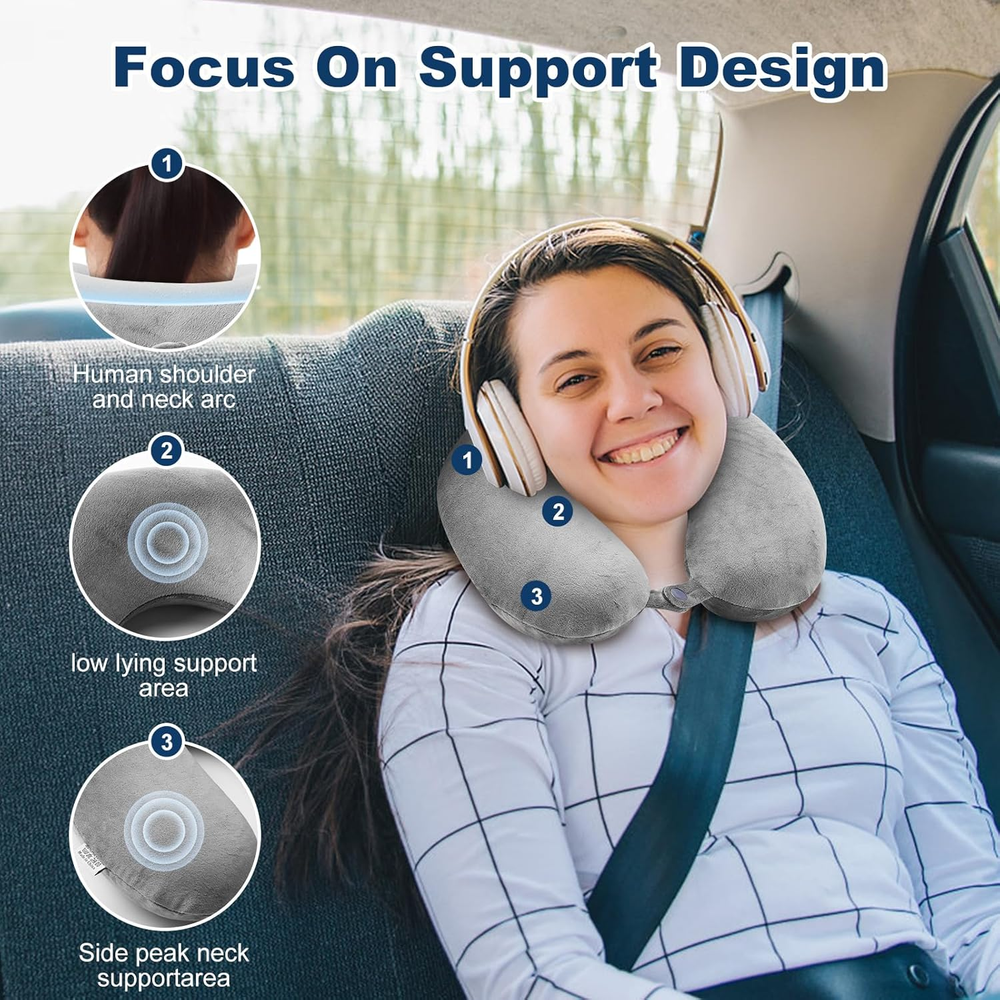Memory Foam Travel Neck Pillow - Compact & Lightweight for Ultimate Comfort Memory Foam Travel Neck Pillow - Compact & Lightweight for Ultimate Comfort