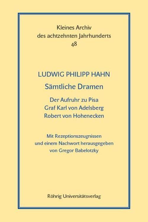 Thumbnail - Sämtliche Dramen: Der Aufruhr Zu Pisa - Graf Karl Von Adelsberg -