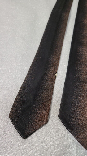 Vintage men's necktie 1950s 1960s brown with embroidery - Picture 3 of 6