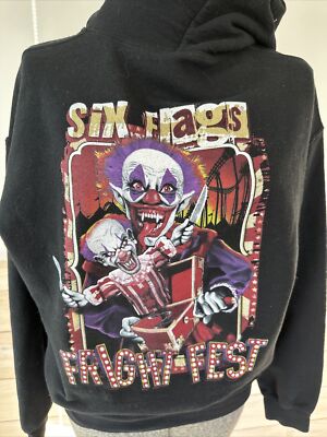 Fright Fest Halloween Hoodie From Six Flags Clown Size Medium Killer Clown
