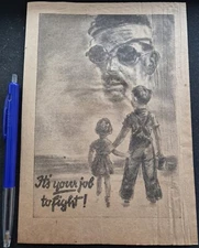 Original WW2 German American propaganda leaflet: 'It's your job to fight!'
