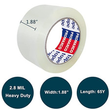 Heavy Duty Packing Tape 6 Rolls, Total 390Y, Clear, 2.8 Mil, 1.88 Inch X 65 Y...