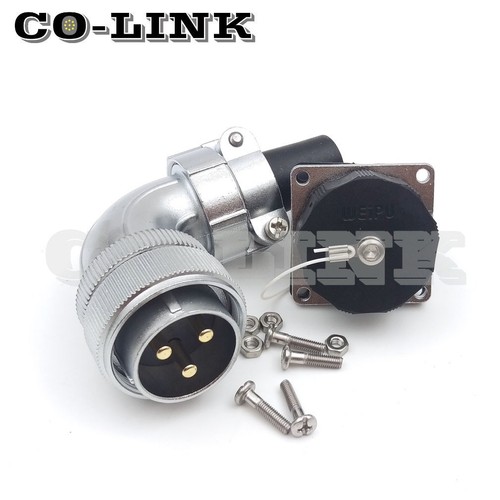 WS28 3Pin 50A Waterproof Power Connector,Aviation Right Angle Bulkhead Connector - Picture 3 of 5