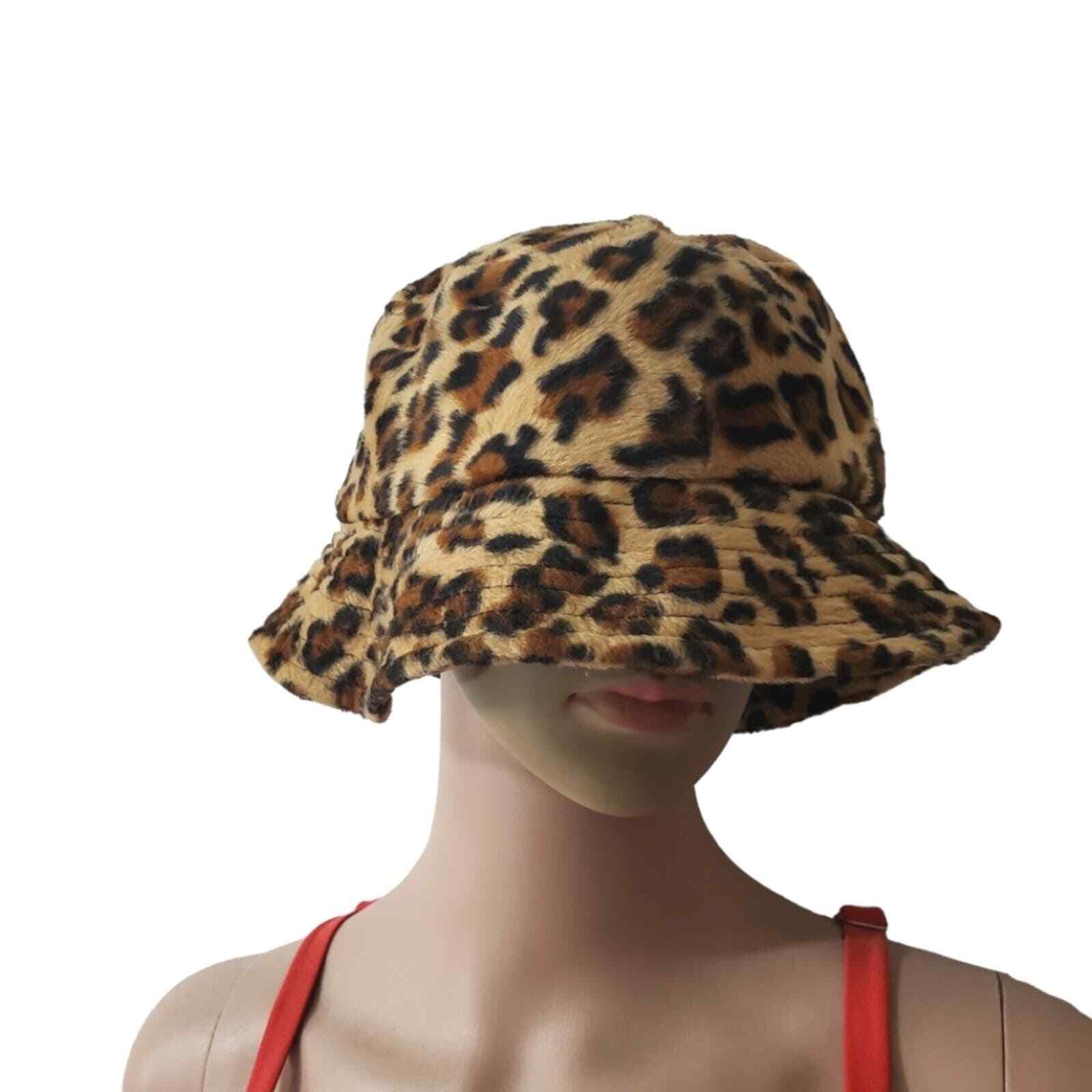 Sportsgirl Soft Faux Fur Leopard Print Bucket Hat One Size Fits Most eBay