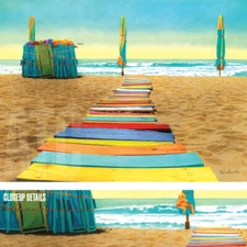 32W"x24H" BEACH WALK by ROBIN RENEE HIX -BOARDWALK BEACH OCEAN CHOICES of CANVAS