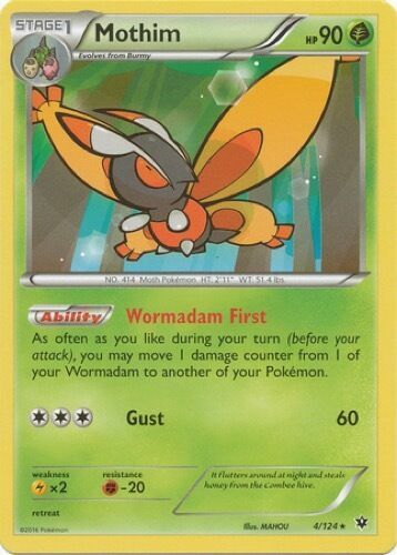 Mothim 4/124 Fates Collide Rare Near Mint NM Pokemon DNA GAMES