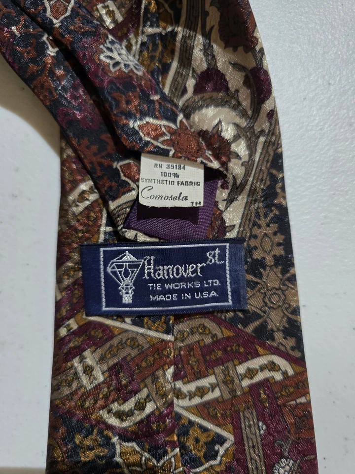 Corbata vintage Hanover St. para hombre única floral rosa vid clásica usada en excelente estado Foto 4 de 4