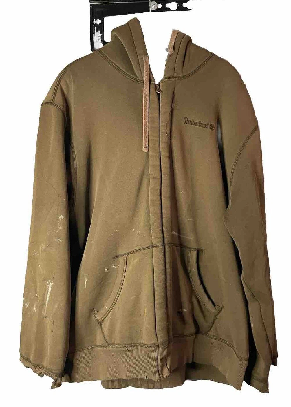 Vintage Y2K 2000s Paint Stain Distressed Timberland Zip Up Hoodie