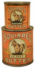 SQUIRREL BRAND PEANUT BUTTER STACKED CANS 24" HEAVY DUTY USA MADE METAL ADV SIGN