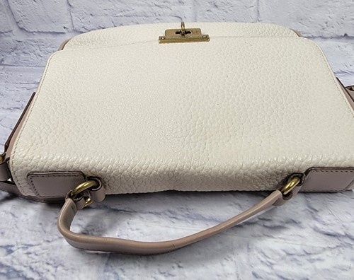 Fossil Crossbody Purse Handle Bag Pebbled Leather Beige Taupe Color Block SAMPLE - Picture 14 of 24