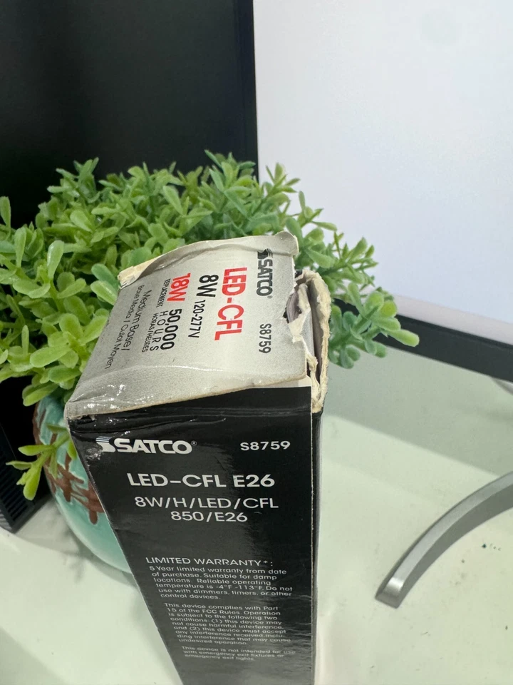 Satco S8745 LED-CFL 8 Watt Replacement For 18 Watt 2700K Warm White GU24 Base - Image 3 of 4