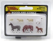 Woodland Scenics A1844 Livestock HO Scale Horses Sheep Goat Farm Animals