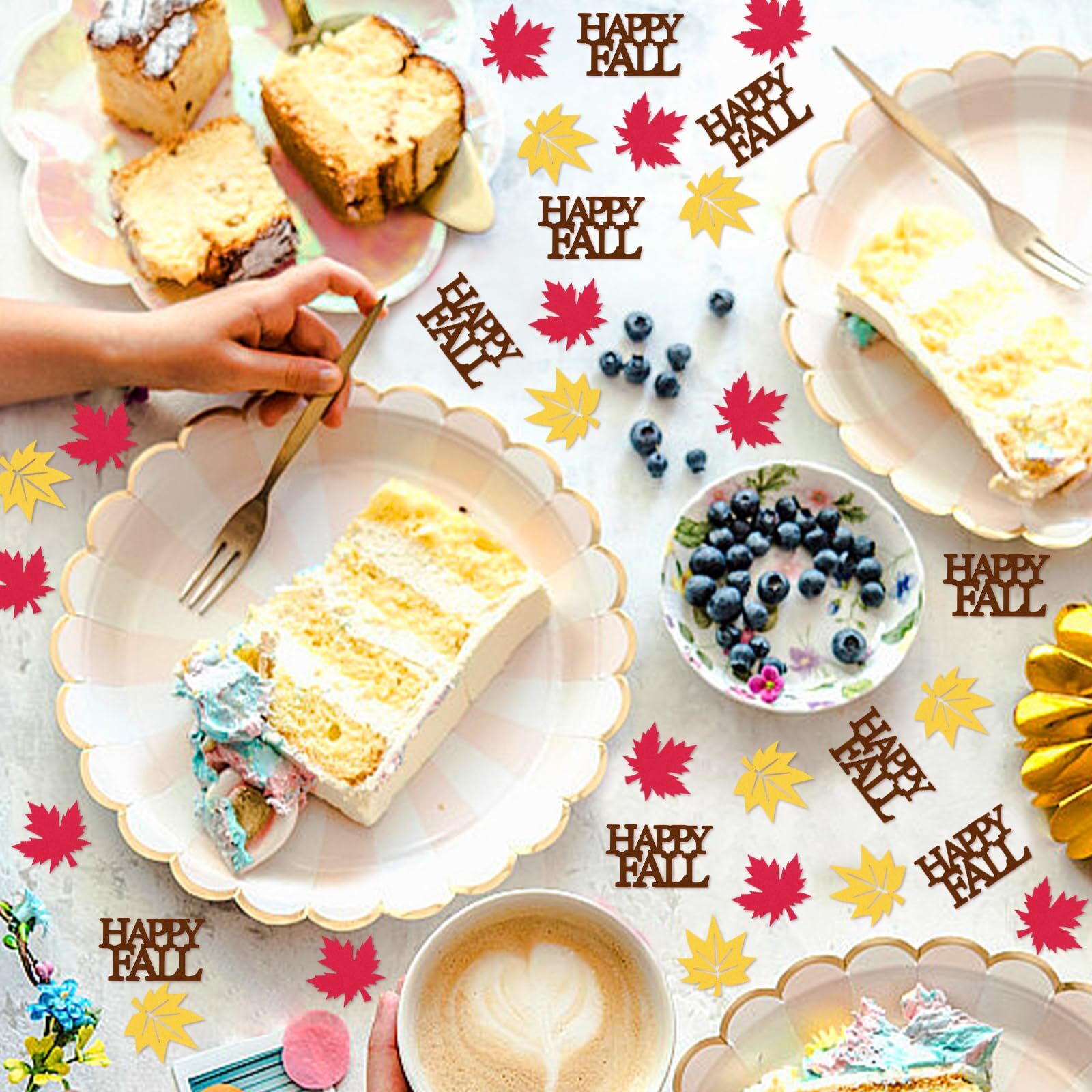 100 Pcs Happy Thanksgiving Confetti Maple leaves Pumpkin Table Scatter