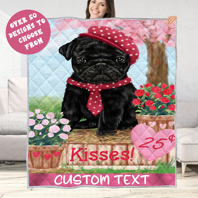 Pug Quilt Dog Bedding Personalized Bed Gift Many Designs NWT