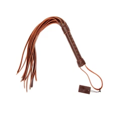 Brown Handmade Real Leather Whip Flogger Handle Restraint Couples Foreplay Game