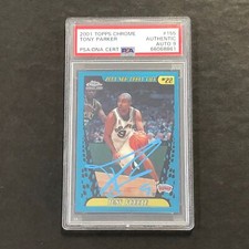 2001 Topps Chrome #155 Tony Parker Signed Card AUTO GRADE 9 PSA Slabbed Autograp