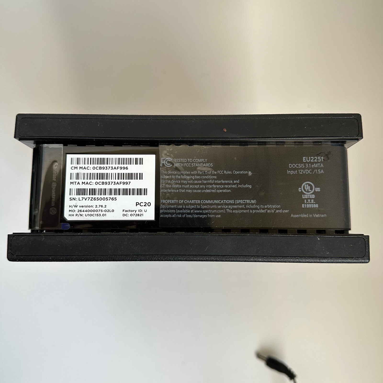 Spectrum EU2251 DOCSIS 3.1 eMTA 2.5G Cable Modem for Spectrum