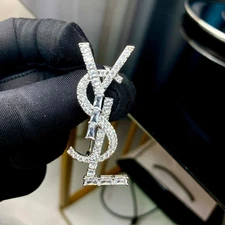 New Women's Fashion Classic 3D Letter Rhinestone Brooch Gift