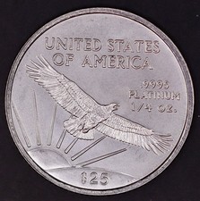 1/4 oz $25 American Platinum Eagle .9995 Fine Platinum Coin BU - Random Year 2883.96 per troy oz