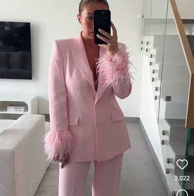 Zara Women Pink FEATHER CUFF BLAZER S M L XL NWT | eBay