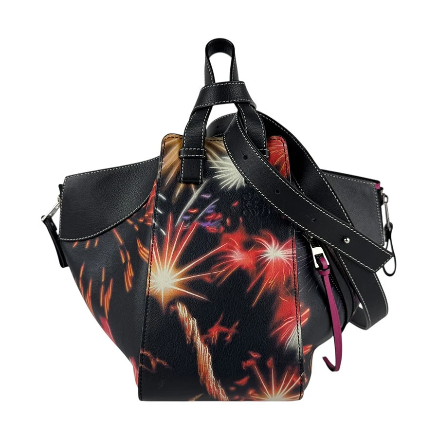 Loewe — Auth LOEWE Firework Print Hammock Shoulder Bag Handbag Black/Multicolor - z6447