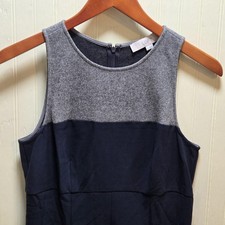 Ann Taylor LOFT Dress Womens 2 Blue Gray Colorblock Sleeveless Fit & Flare Knee