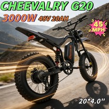 3000W Cheevalry Electric Motorcycle 48V 20AH 20" Mountain E-bike OffRoad 45MPH