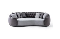 Chesterfield Dreisitzer Sofa 3 Sitzer Grau Stoffsofa Stoff Polstersofa