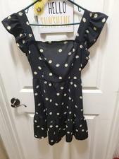 Shein Short Ruffle Black Daisy Dress, Women's Small