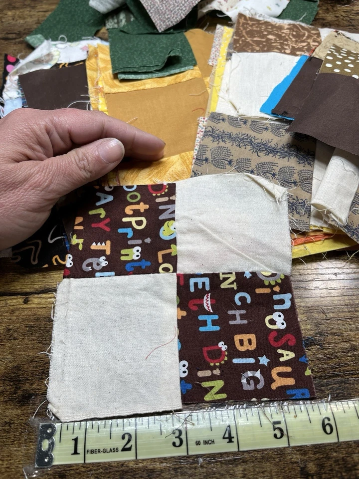 Fabric Scraps Lot Quilting Blocks Strips Squares Doll Clothes Crafts Scrapbook - Image 3 of 4