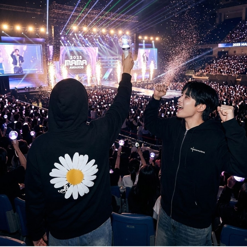 Peaceminusone x 2025 MAMA Awards Peacemamaone Zip Up Hoodie Black