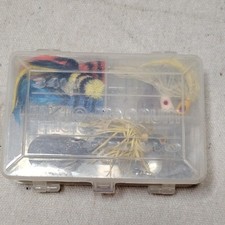 Clear Plastic Hard Case Tackle Box w/ Assorted Lures Jigs/Spinnerbait