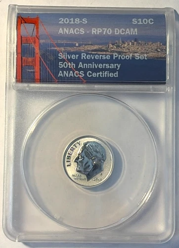 2018s Roosevelt Silver Reverse Proof Set Dime, RP70DCam ANACS, Free Shipping!